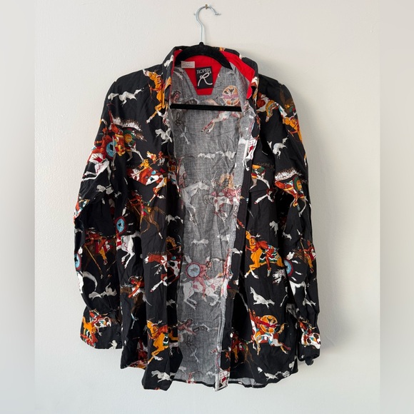 Vintage Mens Lg Roper Western Button Down Shirt Native Tribal Southwestern - Picture 2 of 8